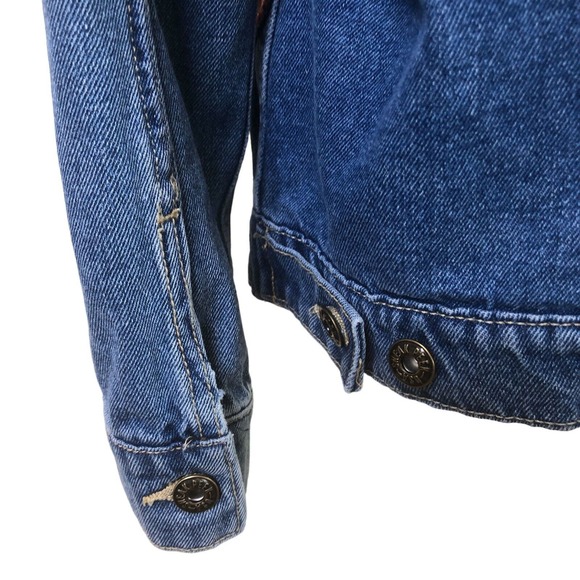 Sneak Peek Blue Denim Jean Jacket Boho Floral Embroidered Trucker M - Picture 9 of 10